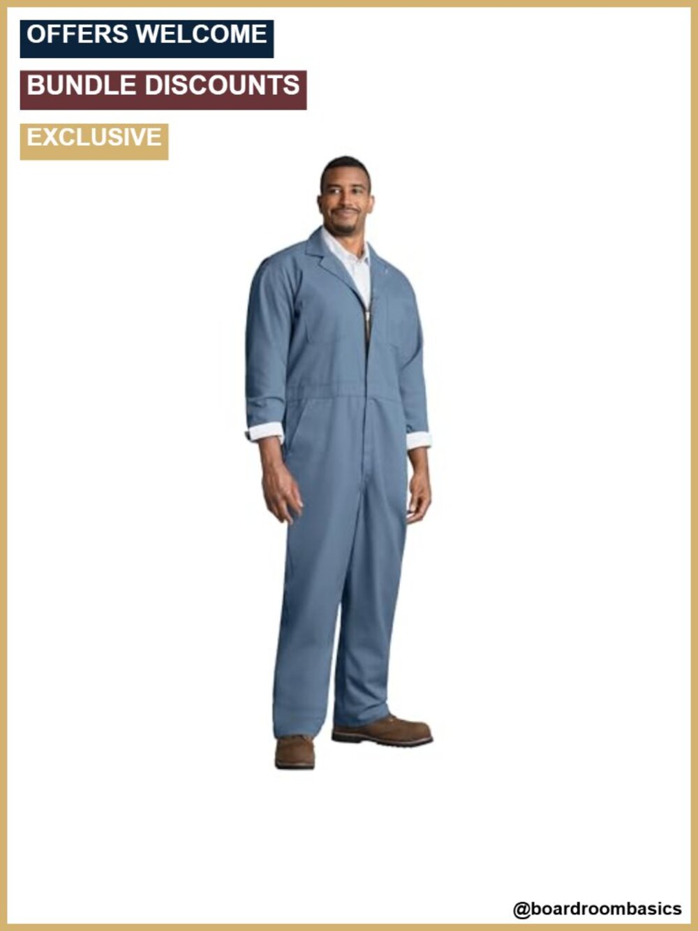 Men's Twill Action Back Coverall Chest Pockets Concealed Zippers Work Utility